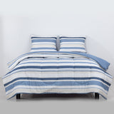 Plumon Rev Estam 2P Rayas Azul- Beige