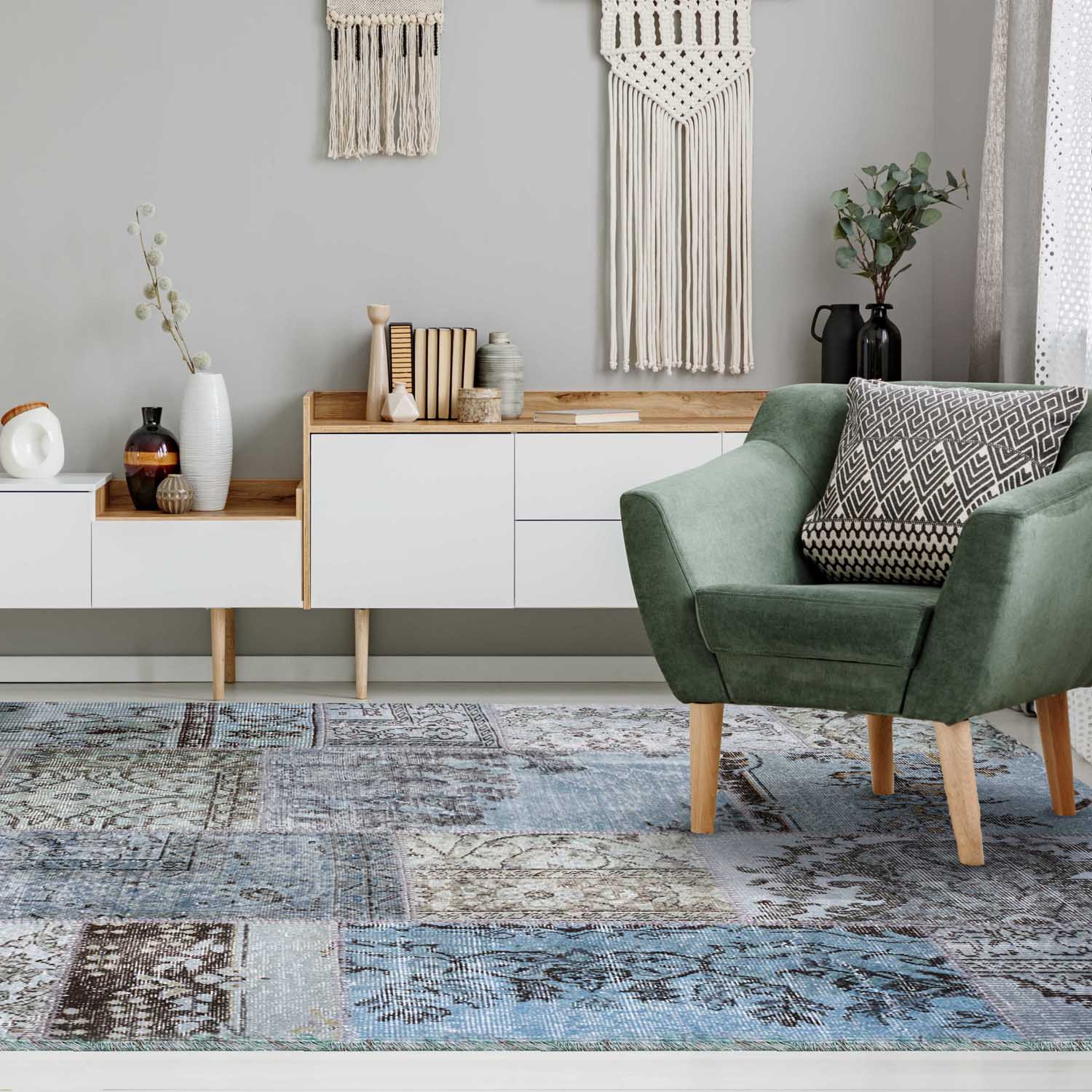 Alfombra Patchwork Turco 200x300 10-03 Light Blue DIB