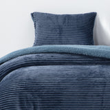 Cobertor  Reversible Sherpa 1.5 Plaza Cotelón Azul