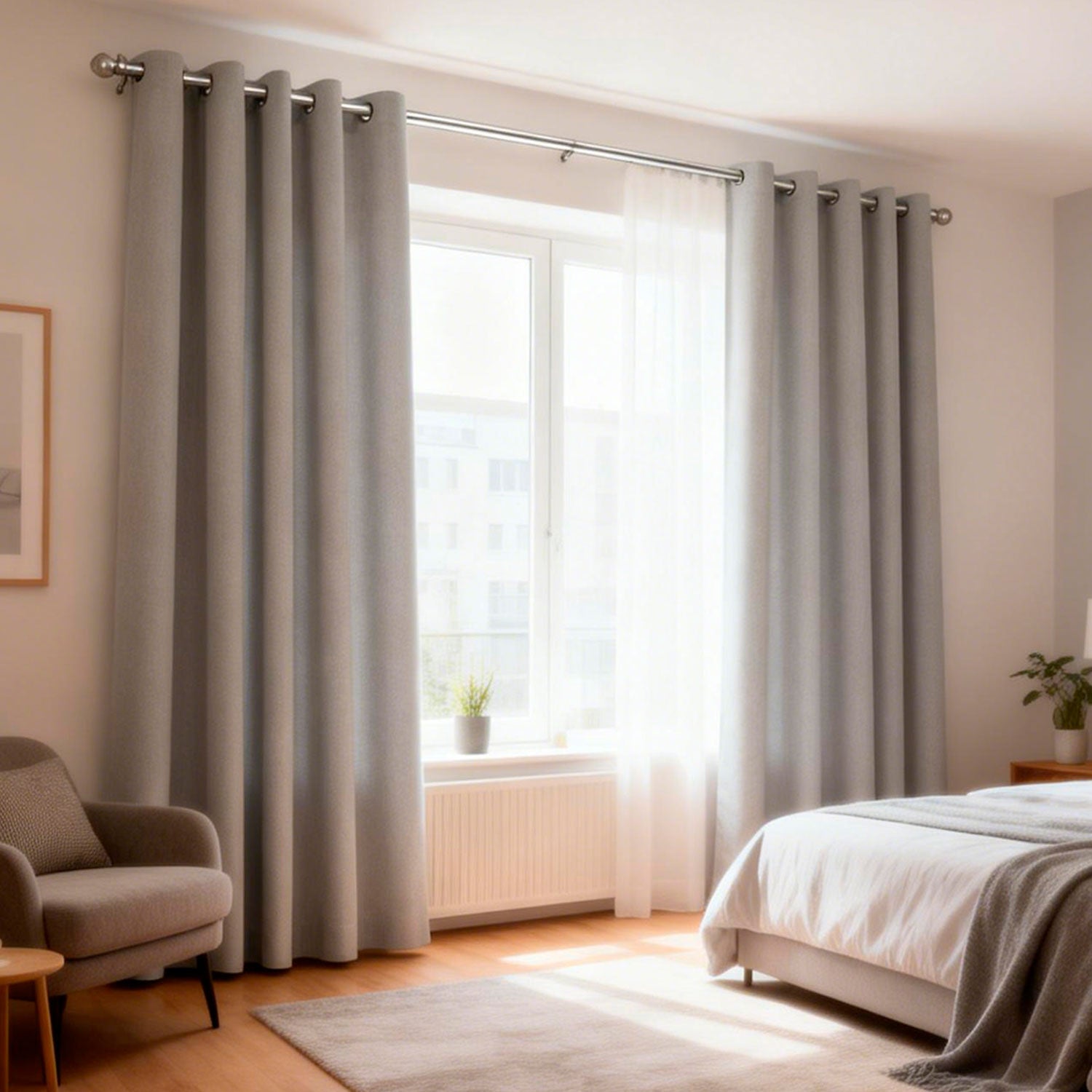 Cortina Blackout 2 Paños Trento Gris Oscuro