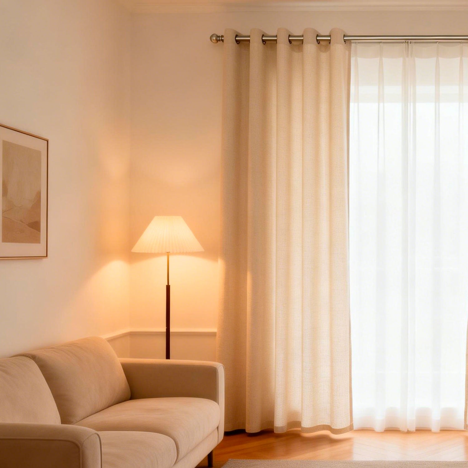 Cortina 2 Paños Textura Lino Milano Natural